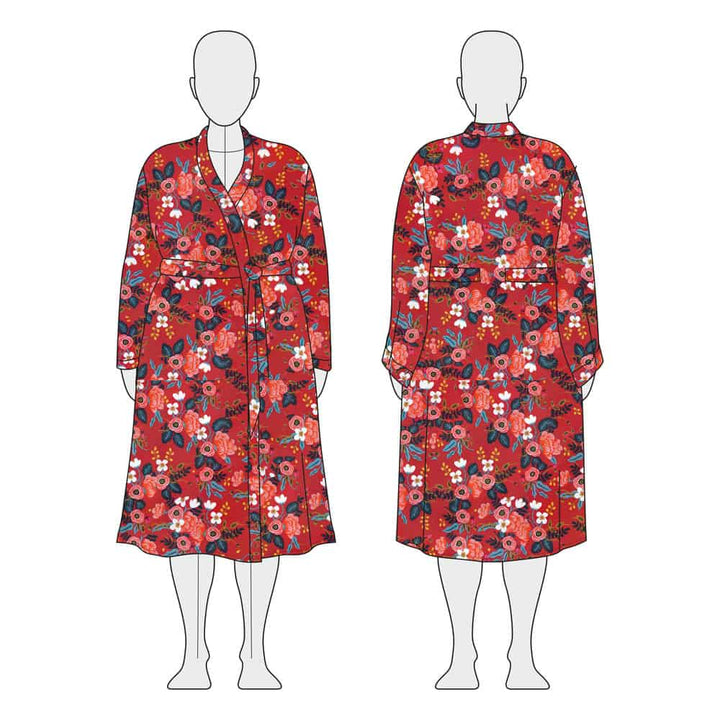 Damen Bademantel Amelia - Komplett-Set Gr. 34-56, Rayon in Rot