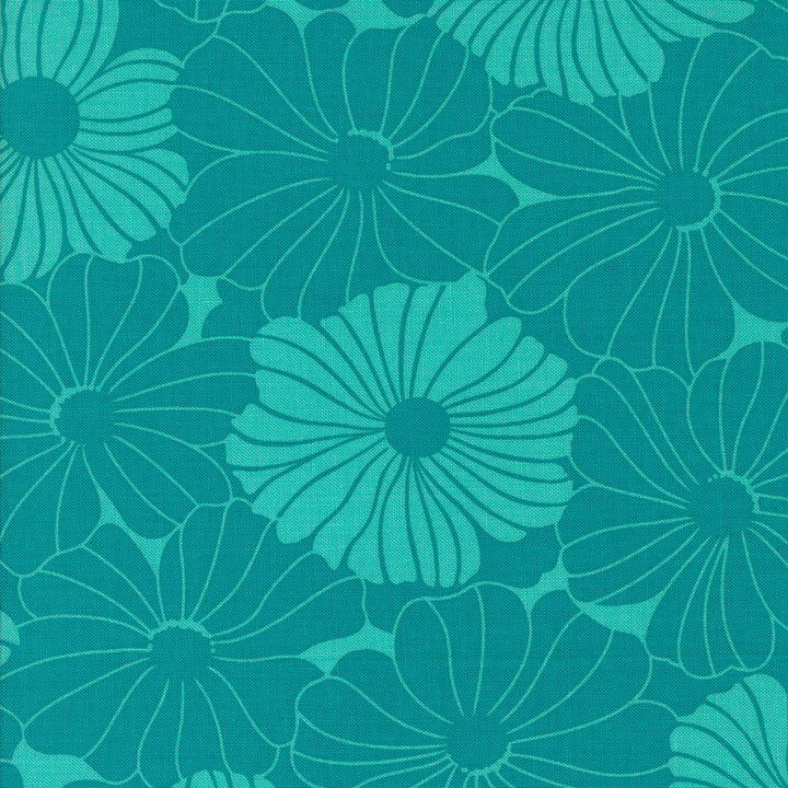Moda Fabrics - V and Co. - Color Crush - Bloom Florals in Turquoise