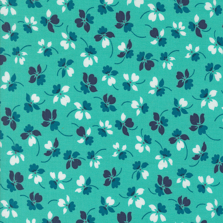 Moda Fabrics - V and Co. - Color Crush - Flourish Floras in Aqua