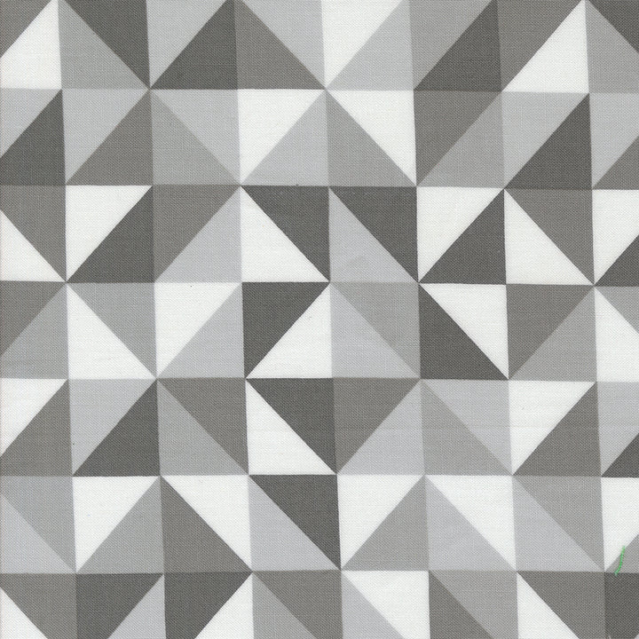 Moda Fabrics - V and Co. - Color Crush - Prism Geometric Half Square Triangle in Silver