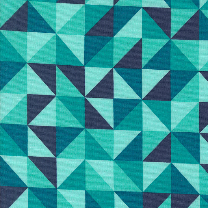 Moda Fabrics - V and Co. - Color Crush - Prism Geometric Half Square Triangle in Turquoise