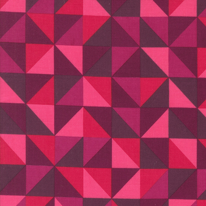 Moda Fabrics - V and Co. - Color Crush - Prism Geometric Half Square Triangle in Magenta