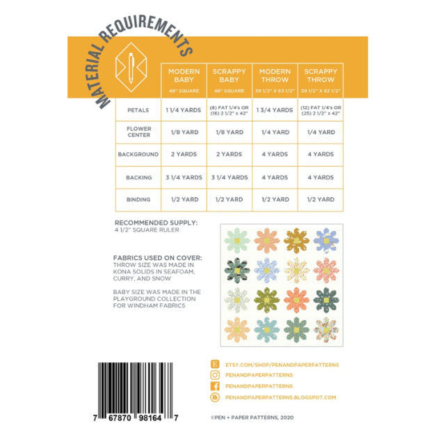 Schnittmuster Quilt "Fresh As A Daisy" von Pen + Paper Patterns (englisch)