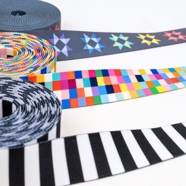 Gurtband -Das mach ich nachts Eigenproduktion - 38mm - Streifen Schwarz/Weiß - 5 Meter