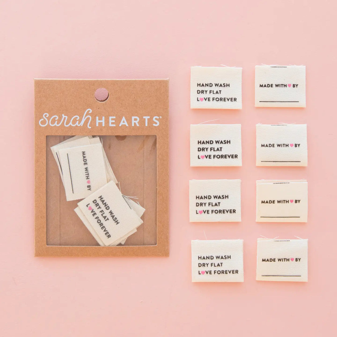 Webetiketten von Sarah Hearts: Hand Wash Dry Flat (8 Stück)