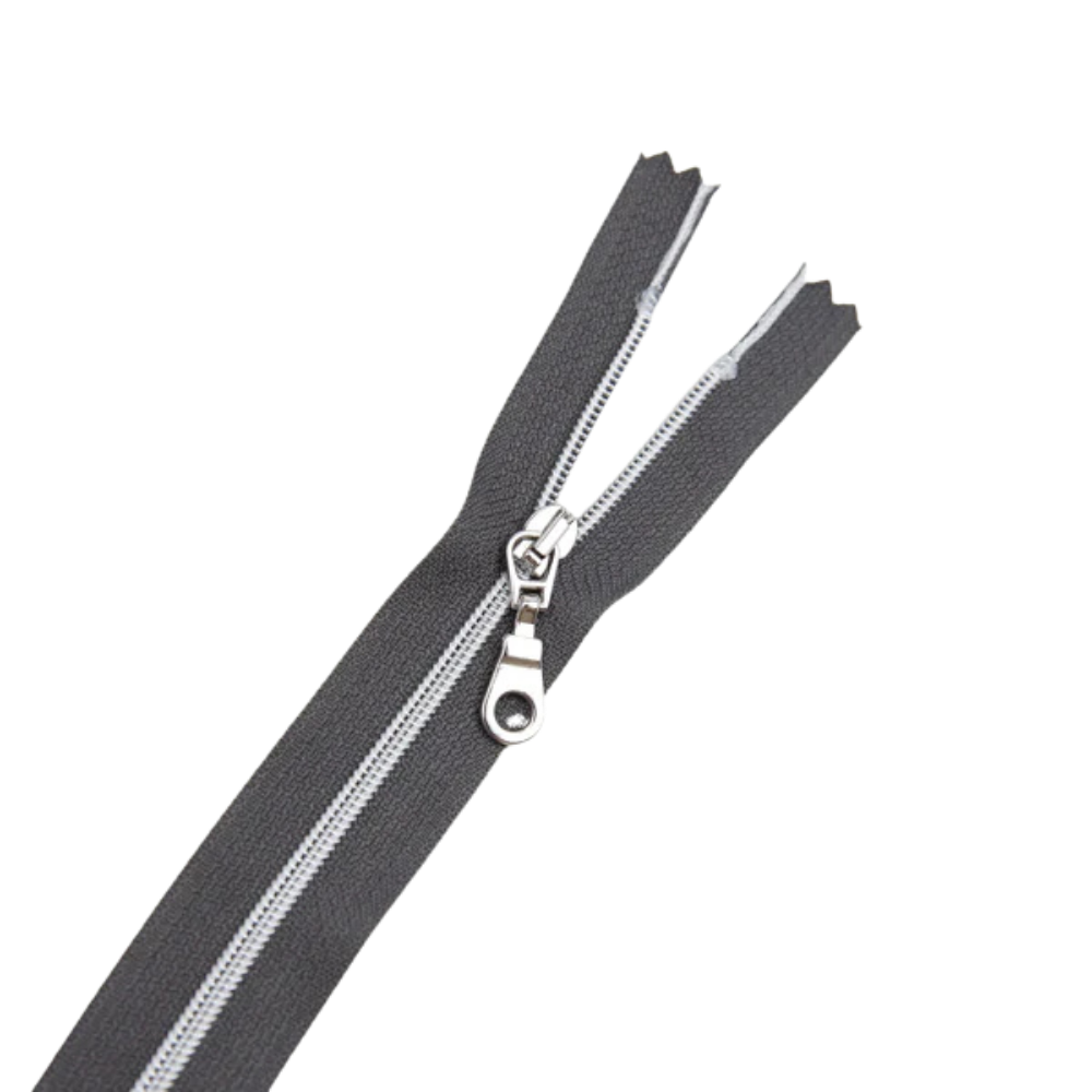 Premium Reißverschluss -50cm - schmal in Smoke (Silber)