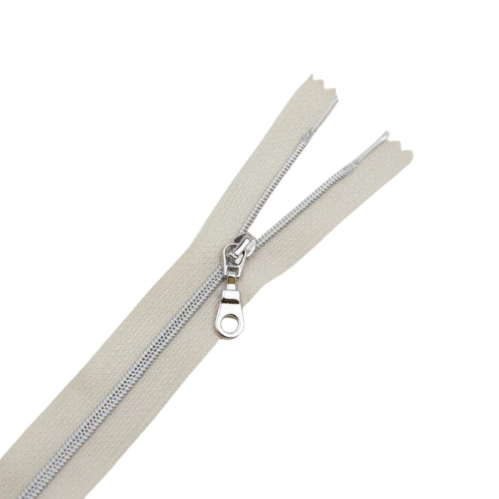 Premium Reißverschluss -50cm - schmal in Ivory (Silber)