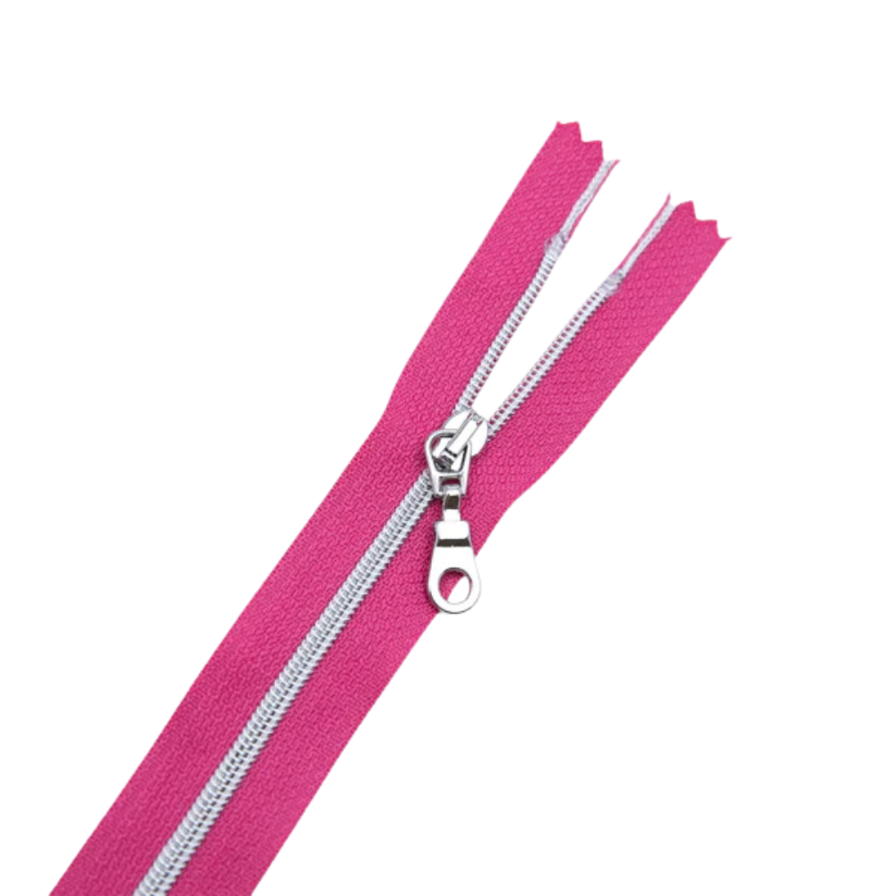 Premium Reißverschluss -50cm - schmal in Very Berry (Silber)