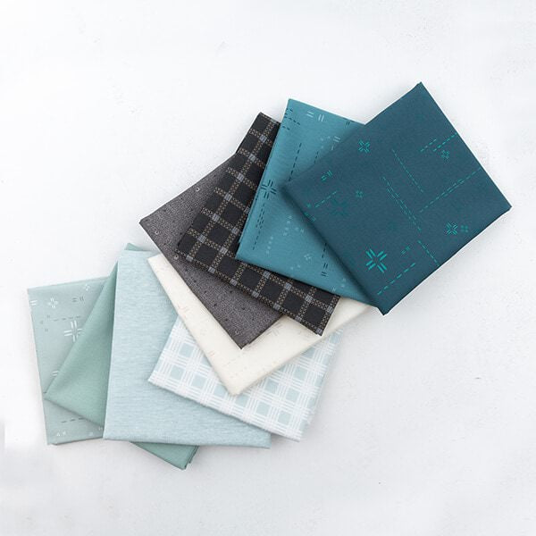 Barbaras Basics - Set - Aqua/Grau- 9 Fat Quarter