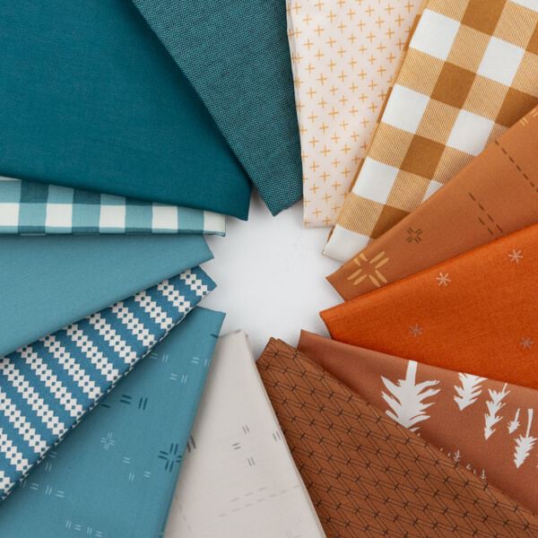 Barbaras Basics - Set - Camel/Teal- 13 Fat Quarter