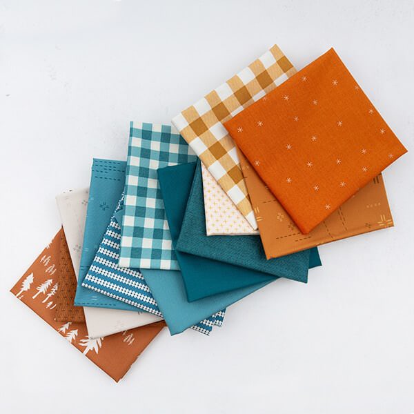 Barbaras Basics - Set - Camel/Teal- 13 Fat Quarter