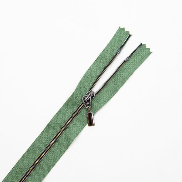 Premium Reißverschluss -50cm - schmal in Asparagus (Gunmetal)