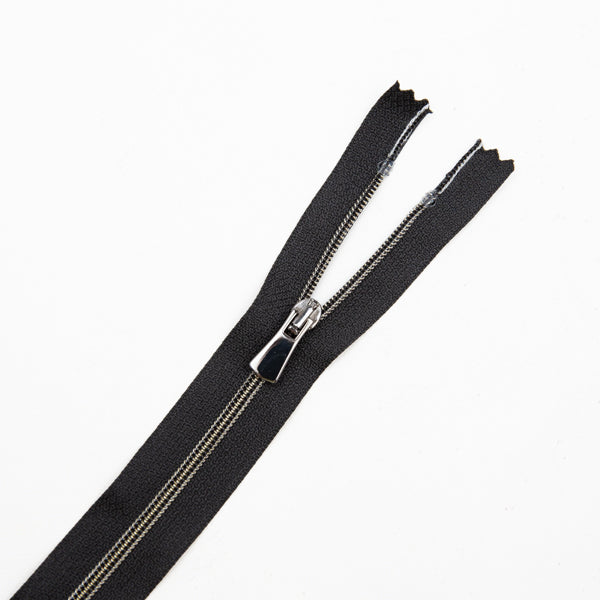 Premium Reißverschluss -50cm - schmal in Schwarz (Gunmetal)
