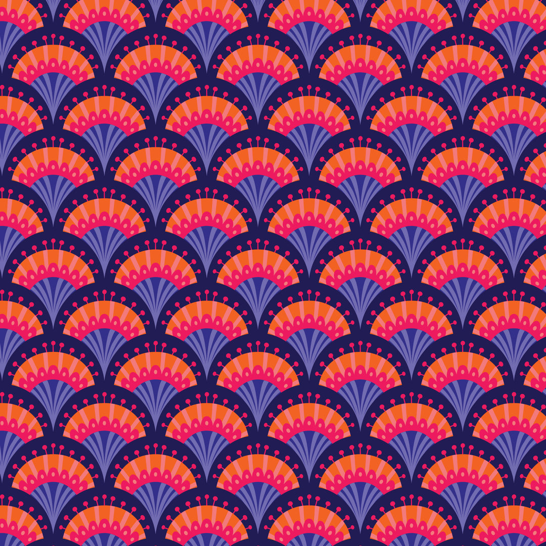 Cloud9 – Jojulein Design – Blooming Garden – Fan Flowers in Navy