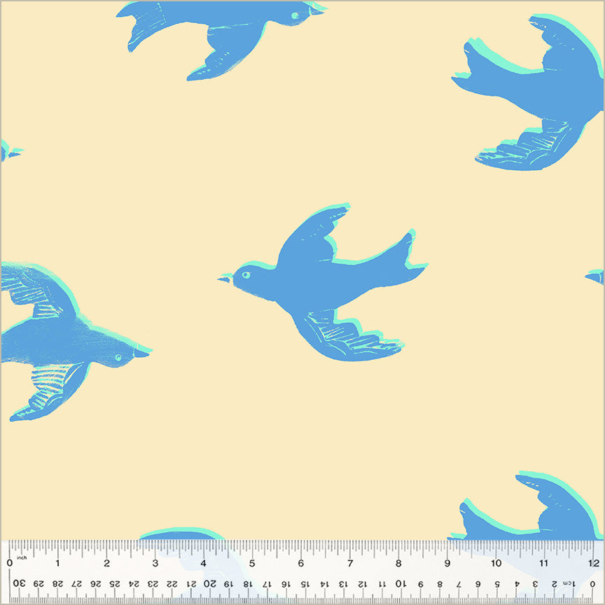 Windham-Heather Ross - Bluebird in Ivory - Extrabreiter Rückseitenstoff