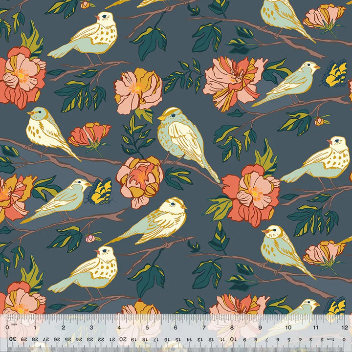 Windham Fabrics - Jennifer Moore/Monaluna - Lush Life - Birds of a Feather in Periwinkle