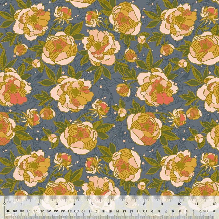 Windham Fabrics - Jennifer Moore/Monaluna - Lush Life - Wild Peonies in Periwinkle