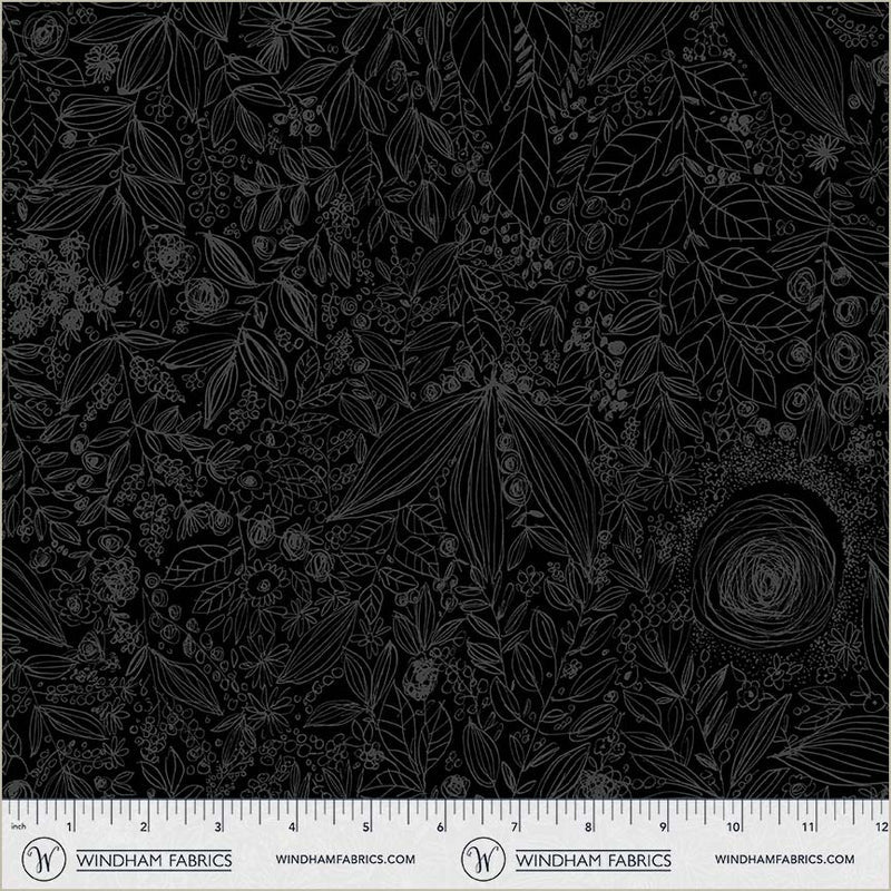 Windham- Whistler Studios - 108" Quilt Back - Daydream in black on Black (Extrabreiter Rückseitenstoff)