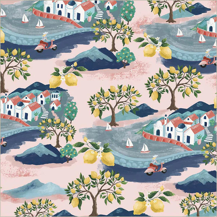 Windham Fabrics - Jennifer Moore/Monaluna - Villa Sol - Little Village in Pale Pink
