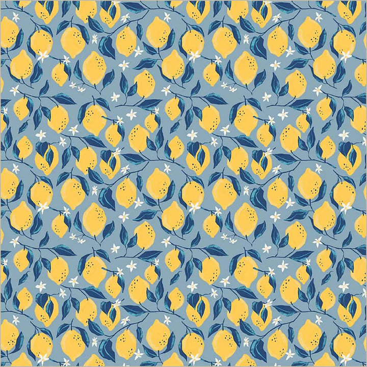 Windham Fabrics - Jennifer Moore/Monaluna - Villa Sol - Lemons in Sea Blue