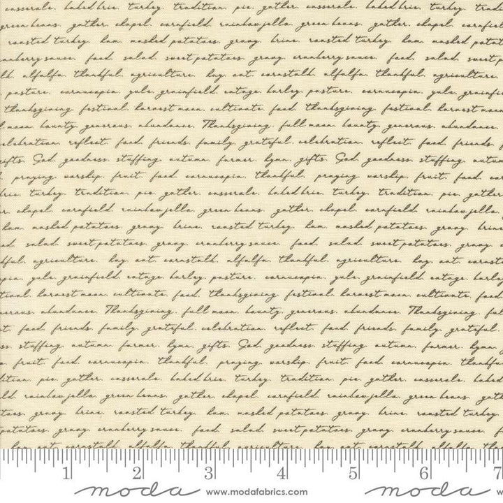 Moda Fabrics - BasicGrey - Acorn Hollow - Campfire Text and Words Script in Ecru