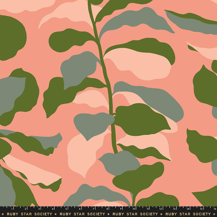 Ruby Star Society - Collaborative Collection - Calathea - Fiddle Leaf in Light Melon (extrabreiter Rückseitenstoff)