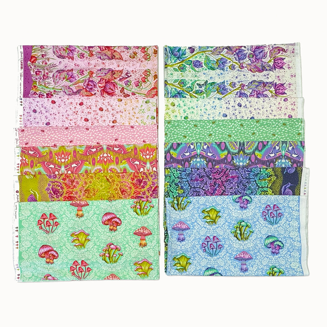 Vorbestellung - FreeSpirit - Tula Pink - Down to Earth - Halbe Meter Set 12 Stoffe (Auslieferung März 2027)
