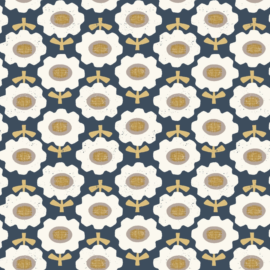 Cotton and Steel - Loes Van Oosten - Fox &amp; Flutter - Morning Bloom in Blue Dusk