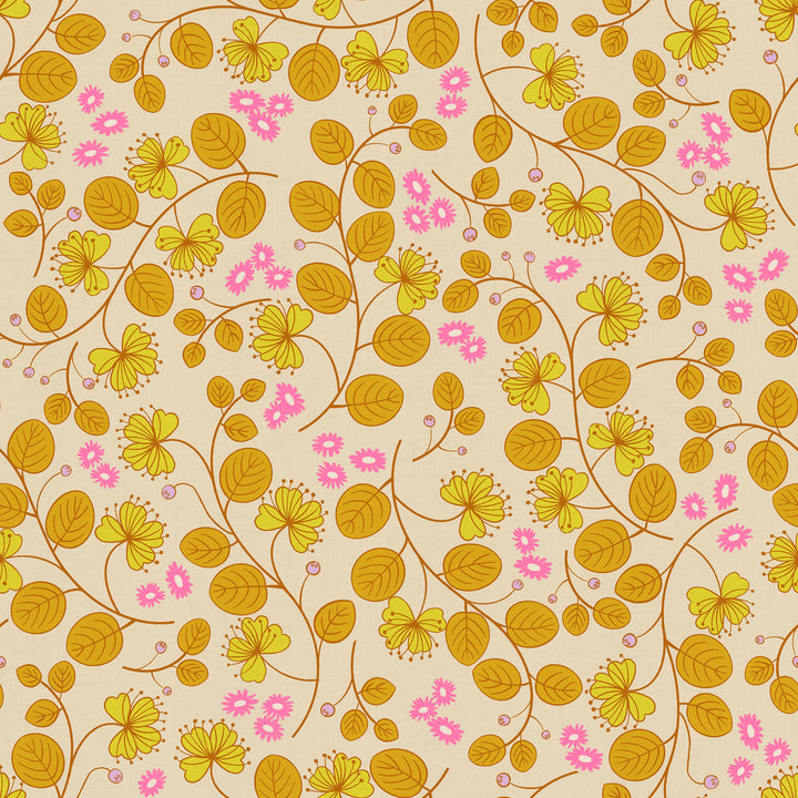 Ruby Star Society - Rashida Coleman-Hale - Lofi Linen - Parchment Caper Floral (85% BW und 15% Leinen)