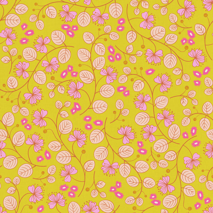 Ruby Star Society - Rashida Coleman-Hale - Lofi Linen - Citron Caper Floral (85% BW und 15% Leinen)