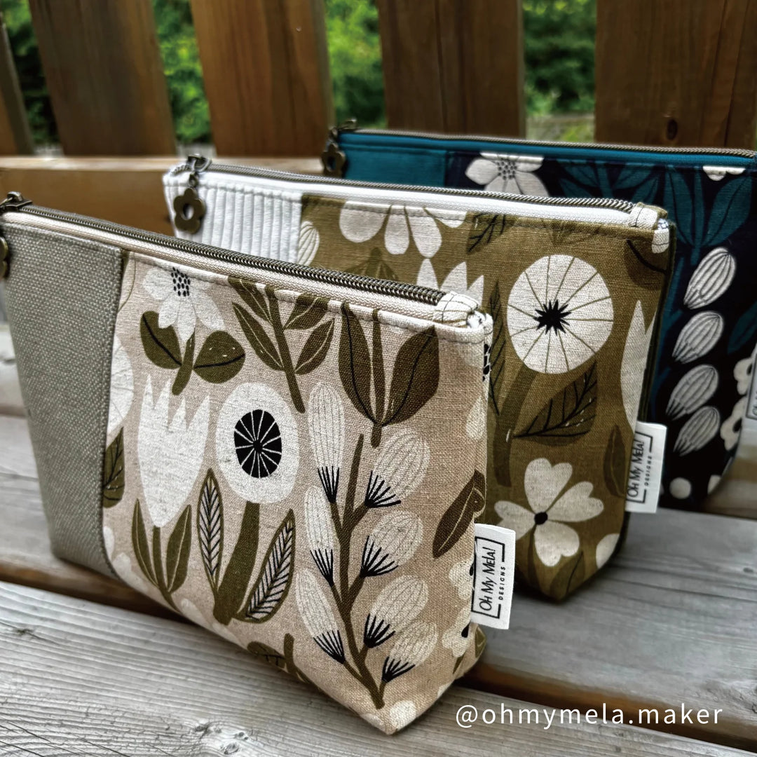 Kokka  Cotton Linen Canvas - Bookhou - Gather - Flowers in Green
