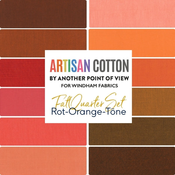 Windham Fabrics - Artisan Cotton  - Fat Quarter Set "Rot-Orange-Töne" (12teilig)