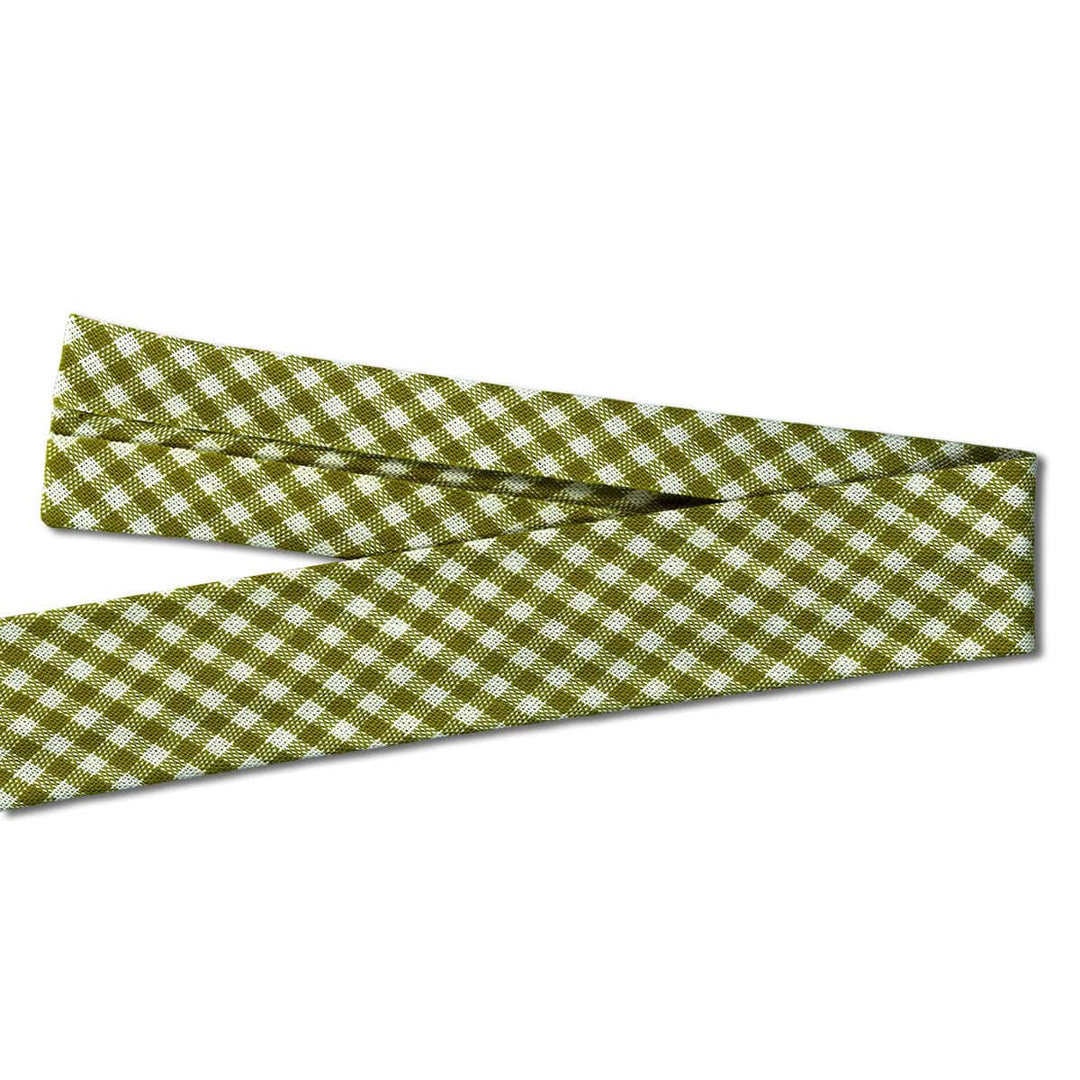 C. Pauli Bio-Schrägband kleines Karo in Cedar Green/ Olivgrün