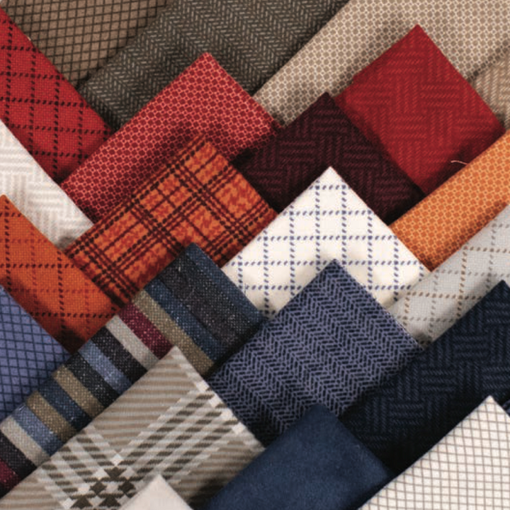 Moda Fabrics - Primitive Gatherings - Prairie Gatherings Flannel - Window Pane in Indigo