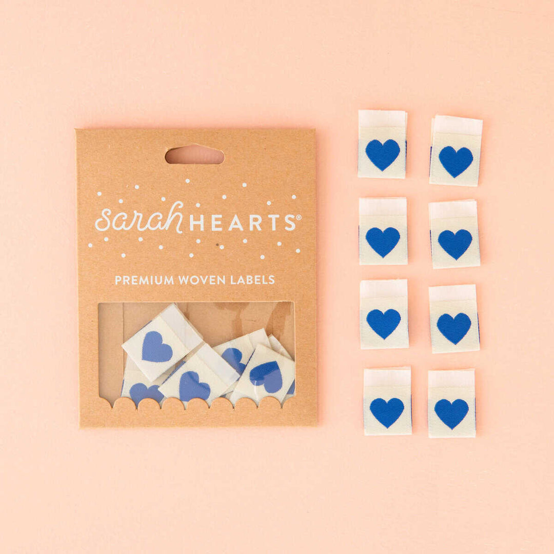 Webetiketten von Sarah Hearts: Blue Heart (8 Stück)