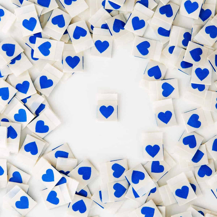 Webetiketten von Sarah Hearts: Blue Heart (8 Stück)