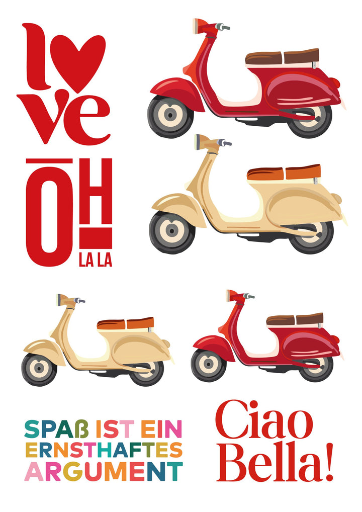 Bügelbild - A4 Bogen - Design "Ciao Bella"