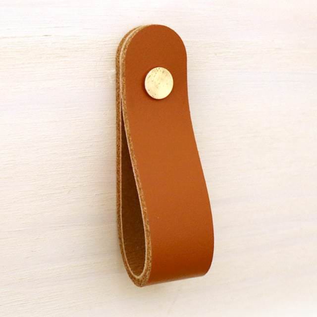 Miyako - Echtlederriemen für Griffe in Braun /  Camel-17cm - mit langen Schrauben