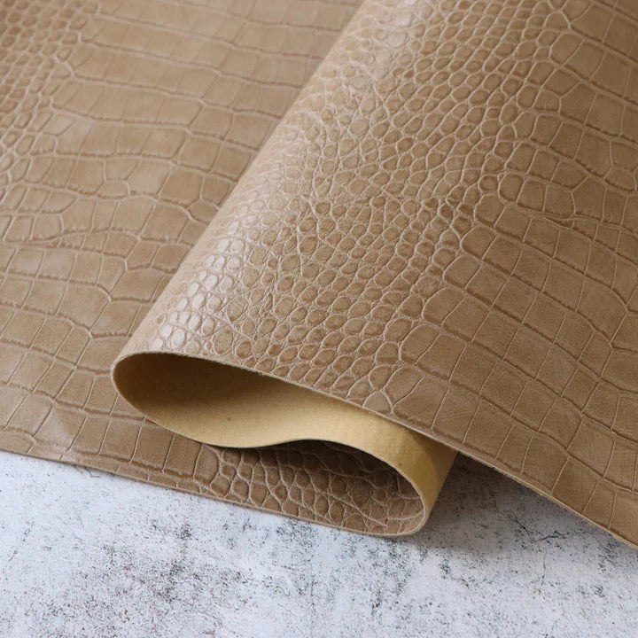 Kunstleder Alligator in Clay Beige