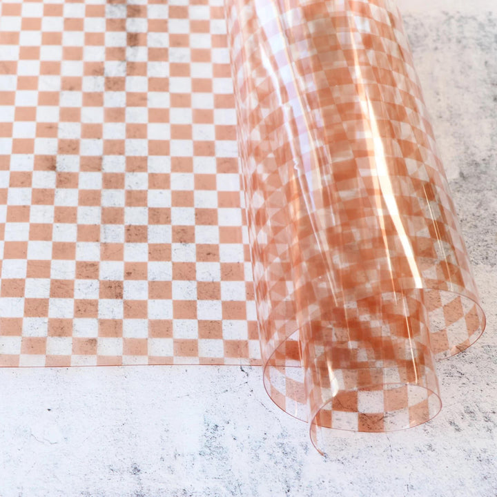 Vinyl in Apricot Checkerboard