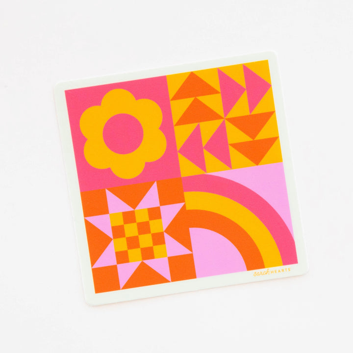Sticker von Sarah Hearts: Colorful Quilt Block