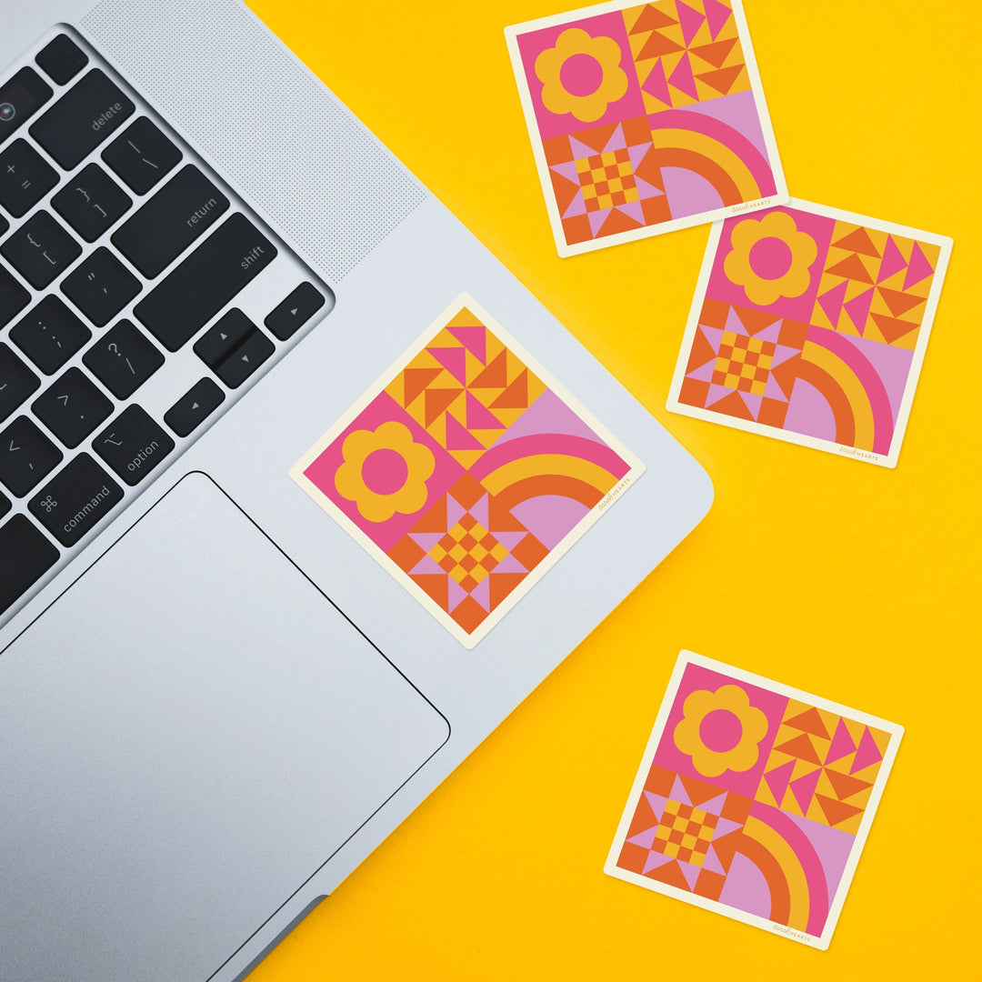 Sticker von Sarah Hearts: Colorful Quilt Block