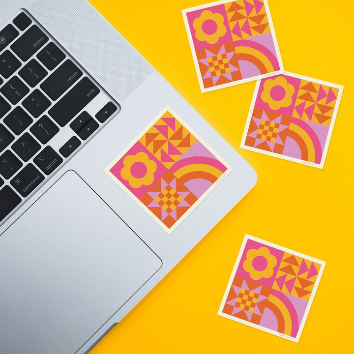 Sticker von Sarah Hearts: Colorful Quilt Block