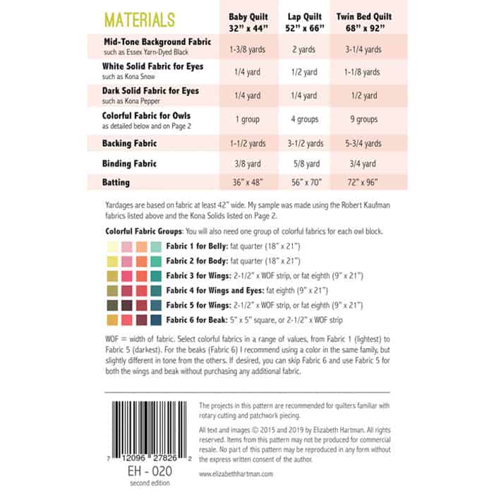 Quilt Pattern - Allie Owl (Englisch)