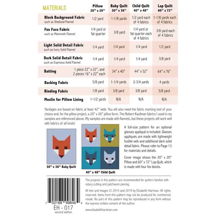 Quilt Pattern - Fancy Fox II (Englisch)