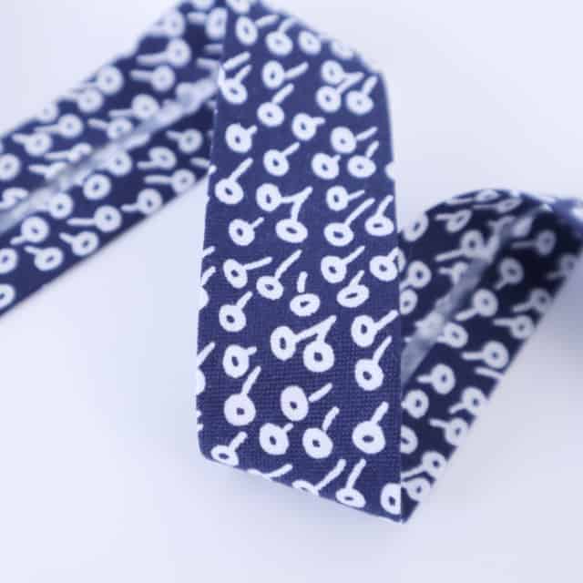 Schrägband Rifle Paper Co. Tapestry Dot in Navy 25mm