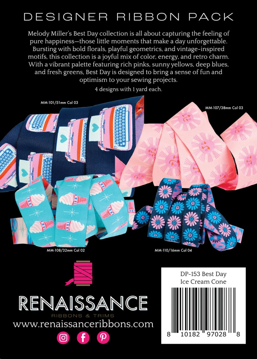 Melody Miller - Designer Pack Best Day in Ice Cream Sundae - Webbänder (4teilig)