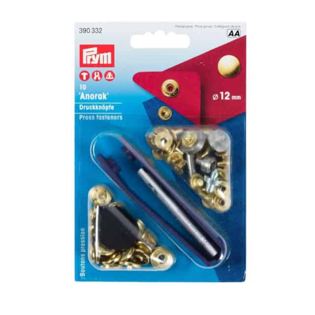 Prym Nähfrei-Druckknopf Anorak, 12mm, goldfarbig