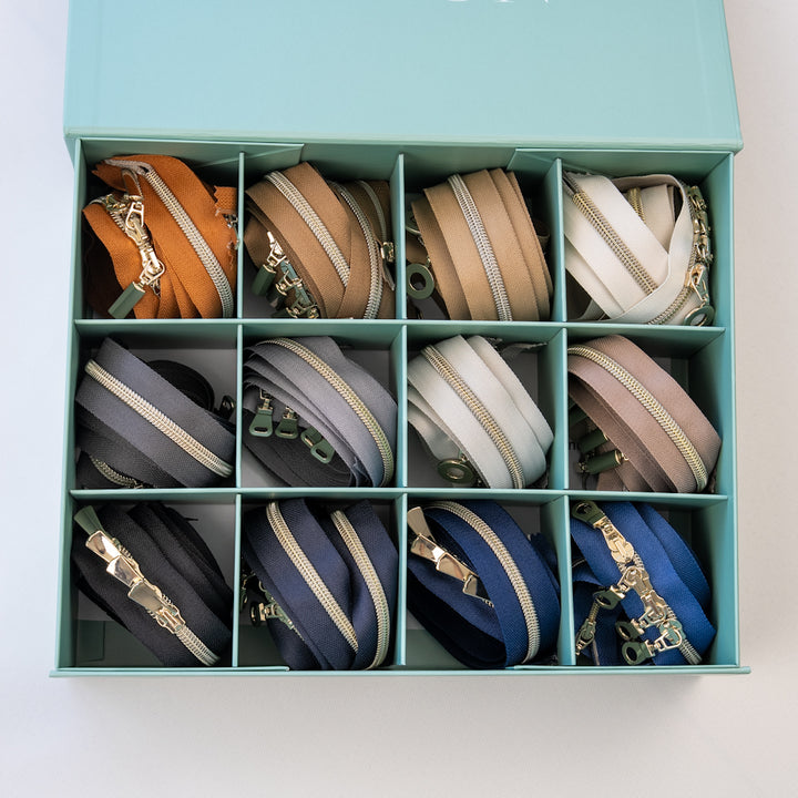 Box mit 24 Premium-Reißverschlüssen Farbe "Klassische Töne in Lightgold"