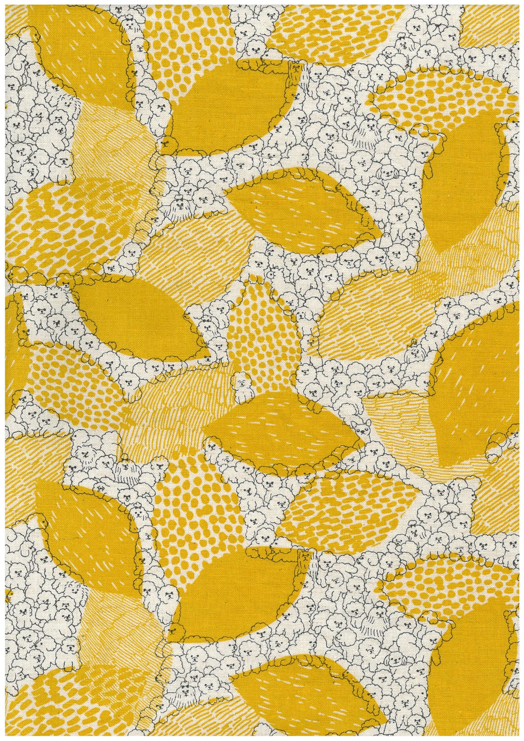 Kokka  Cotton Linen Sheeting - Marble SUD - Bichon Frise in Zitronengelb
